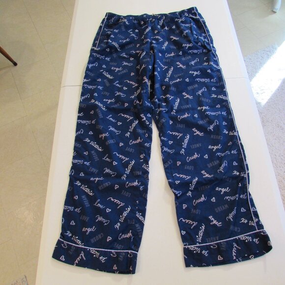 Victorias Secret Blue 'Script' Lightweight Cotton Pajama Pants Medium - Picture 5 of 11